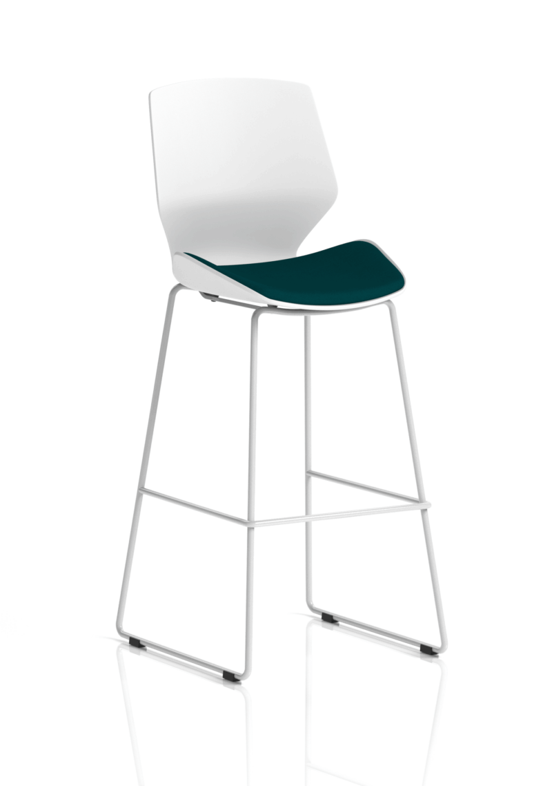 Florence White Frame Fabric Seat High Stool Chair - Image 15
