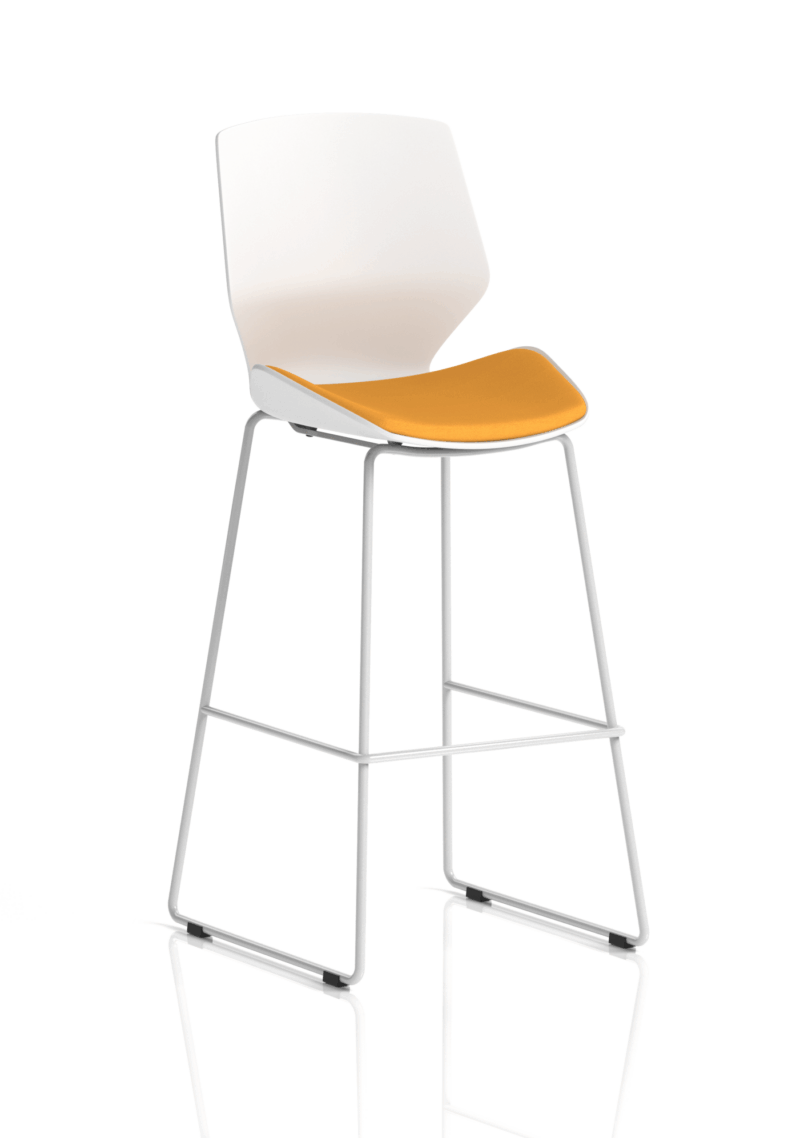 Florence White Frame Fabric Seat High Stool Chair - Image 16