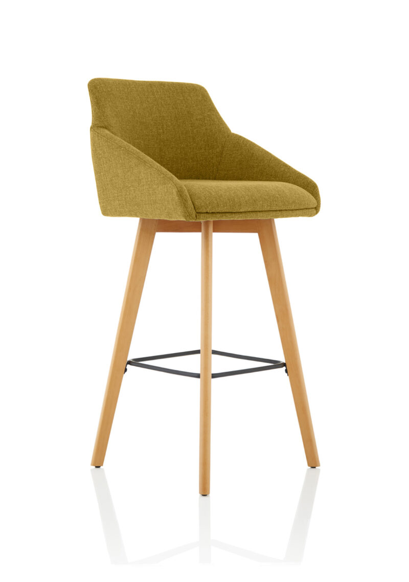 Carmen Grey Fabric Wooden Leg High Stool Chair - Image 9
