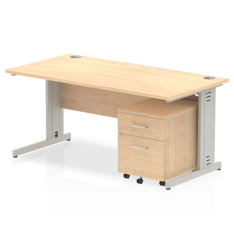 Impulse 1600mm Cable Managed Straight Desk With Mobile Pedestal - Image 9