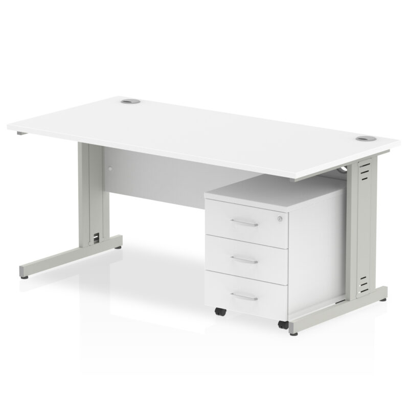 Impulse 1600mm Cable Managed Straight Desk With Mobile Pedestal - Image 22