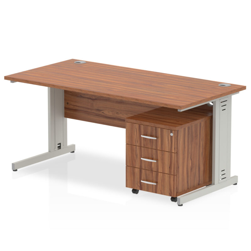 Impulse 1600mm Cable Managed Straight Desk With Mobile Pedestal - Image 18