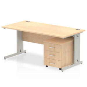 Impulse 1600mm Cable Managed Straight Desk With Mobile Pedestal - Image 10