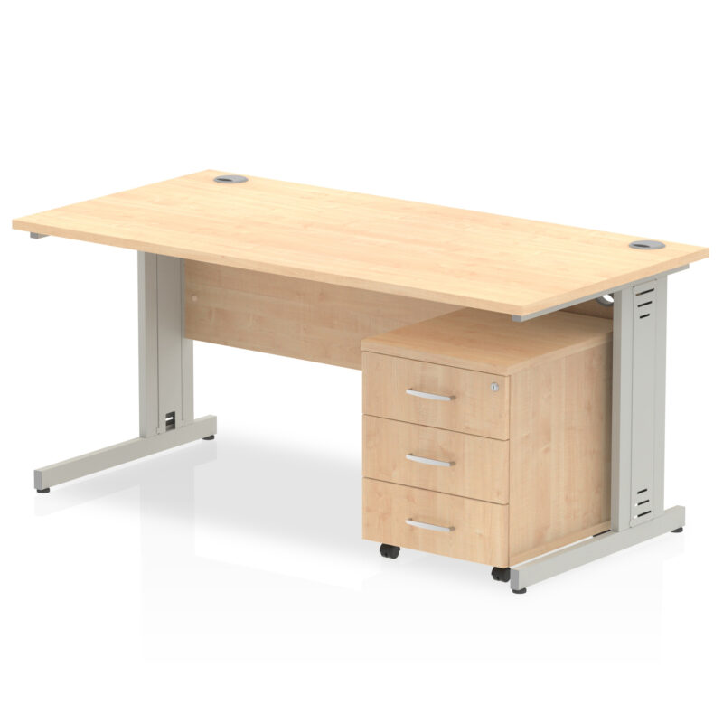 Impulse 1600mm Cable Managed Straight Desk With Mobile Pedestal - Image 10
