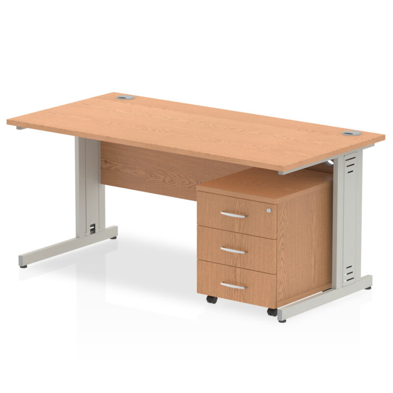Impulse 1600mm Cable Managed Straight Desk With Mobile Pedestal - Image 14