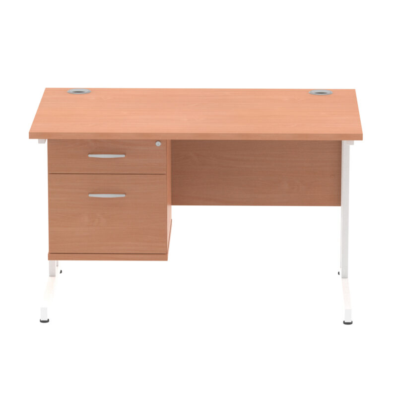 Impulse 1200mm Cantilever Straight Desk With Single Fixed Pedestal - Image 2