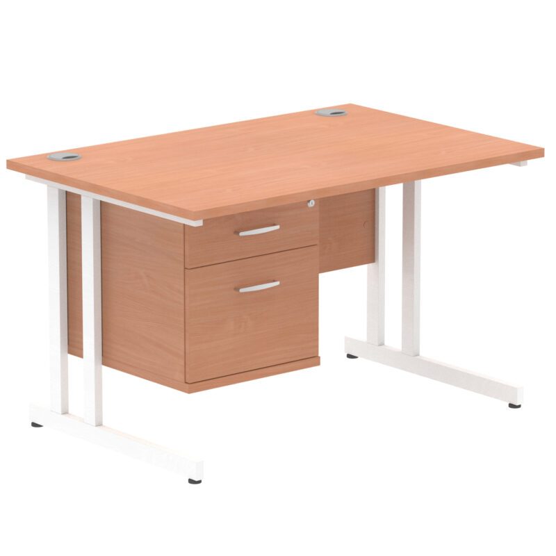 Impulse 1200mm Cantilever Straight Desk With Single Fixed Pedestal - Image 3