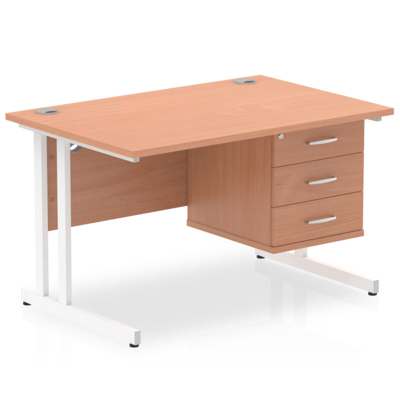 Impulse 1200mm Cantilever Straight Desk With Single Fixed Pedestal - Image 10