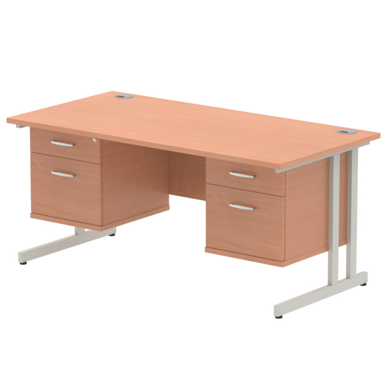 Impulse 1600mm Cantilever Straight Desk With Two Fixed Pedestal - Image 25
