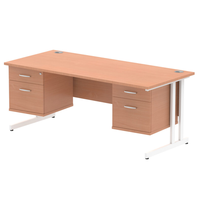 Impulse 1800mm Cantilever Straight Desk With Two Fixed Pedestal - Image 3
