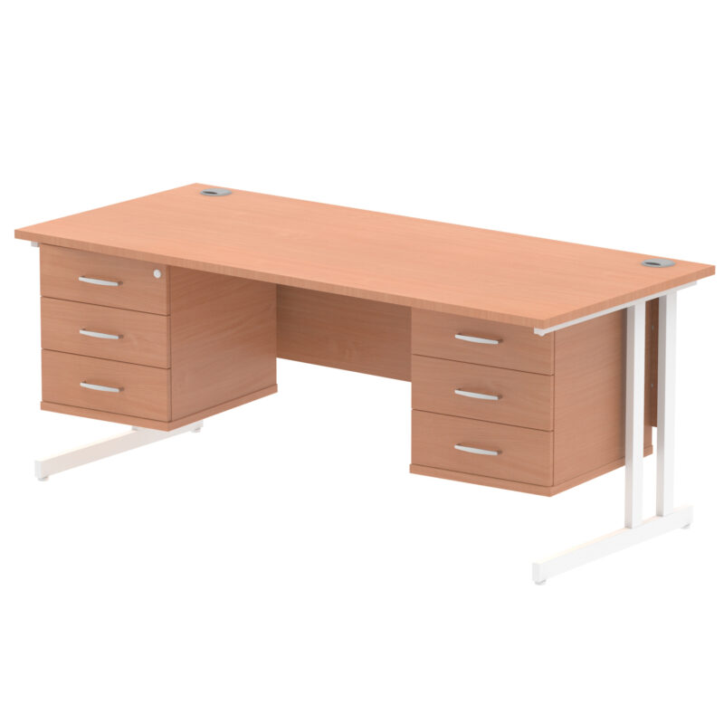 Impulse 1800mm Cantilever Straight Desk With Two Fixed Pedestal - Image 4