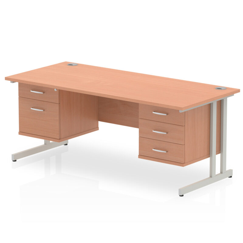 Impulse 1800mm Cantilever Straight Desk With Two Fixed Pedestal - Image 24