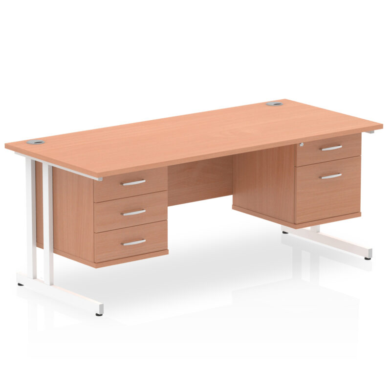 Impulse 1800mm Cantilever Straight Desk With Two Fixed Pedestal - Image 2