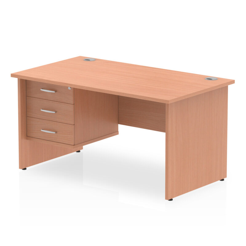 Impulse 1400mm Panel End Straight Desk With Single Fixed Pedestal - Image 3