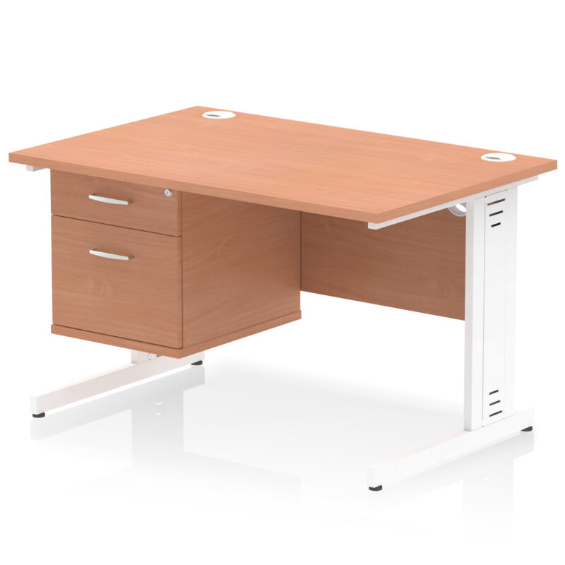 Impulse 1200mm Cable Managed Straight Desk With Single Fixed Pedestal - Image 5