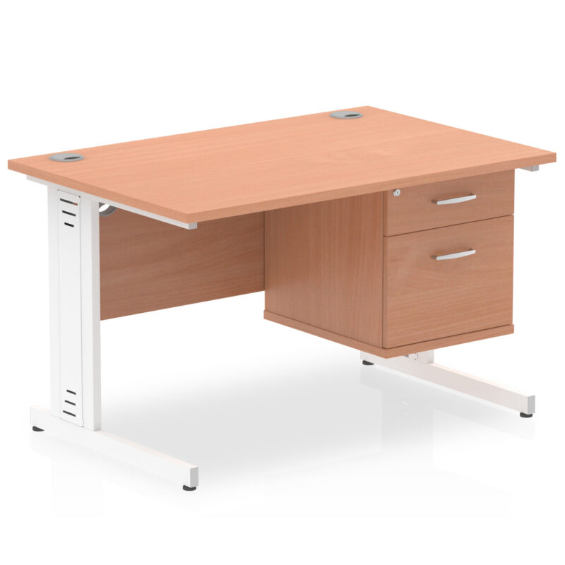 Impulse 1200mm Cable Managed Straight Desk With Single Fixed Pedestal - Image 6