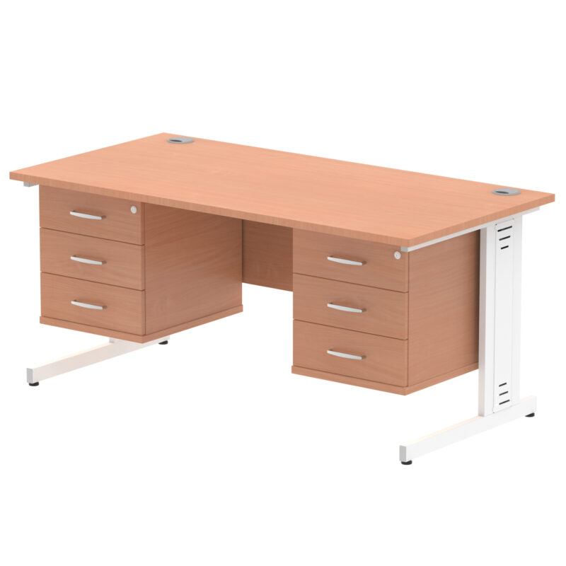 Impulse 1600mm Cable Managed Straight Desk With Two Fixed Pedestal - Image 8