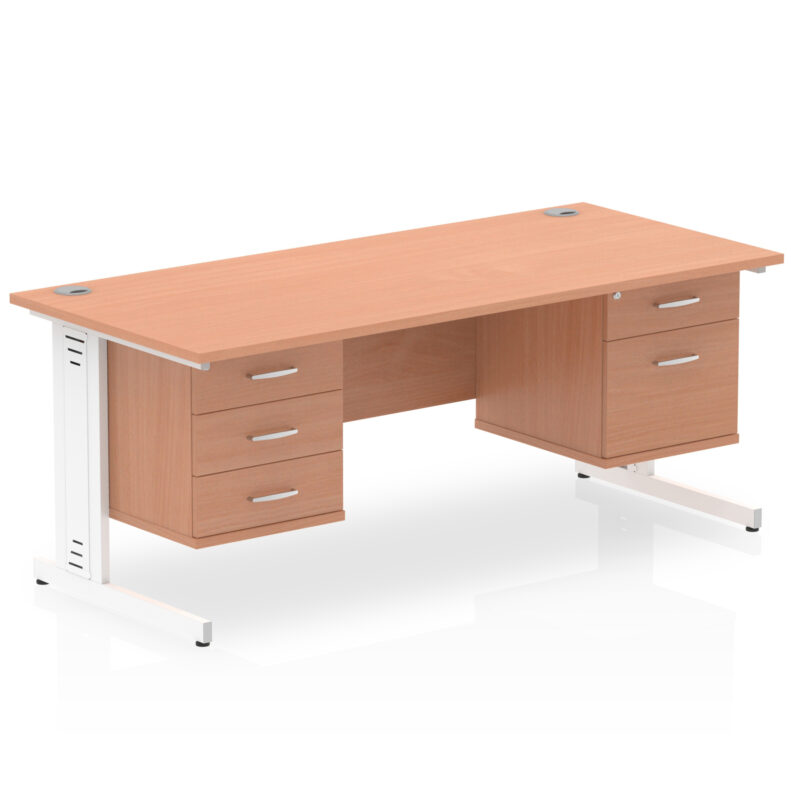 Impulse 1600mm Cable Managed Straight Desk With Two Fixed Pedestal - Image 6