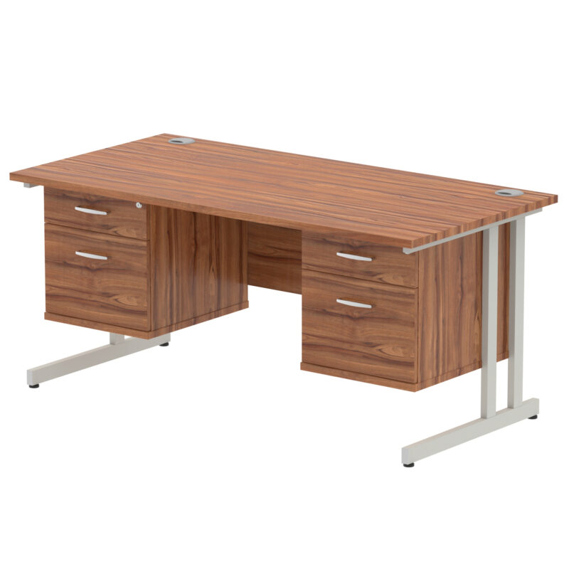 Impulse 1600mm Cantilever Straight Desk With Two Fixed Pedestal - Image 40