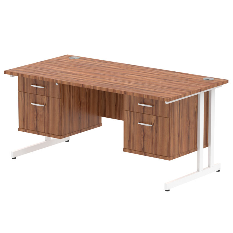 Impulse 1600mm Cantilever Straight Desk With Two Fixed Pedestal - Image 17