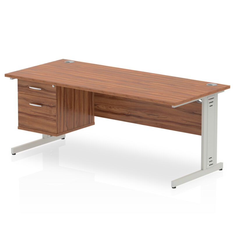 Impulse 1800mm Cable Managed Straight Desk With Single Fixed Pedestal - Image 29