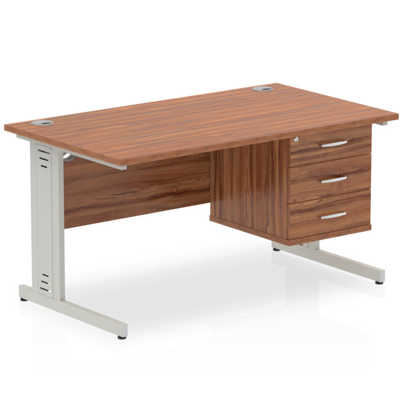 Impulse 1400mm Cable Managed Straight Desk With Single Fixed Pedestal - Image 32