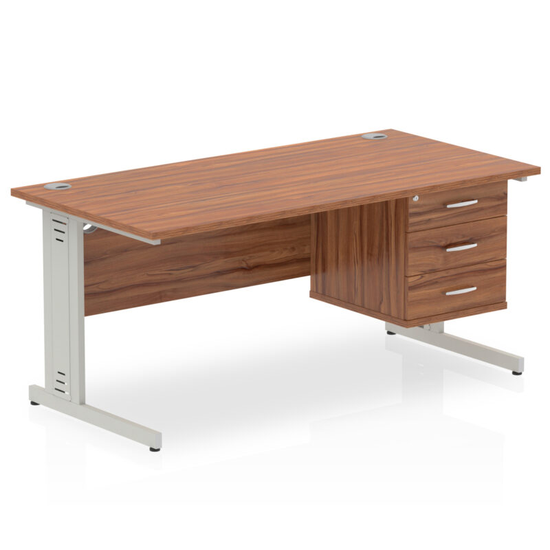 Impulse 1600mm Cable Managed Straight Desk With Single Fixed Pedestal - Image 32