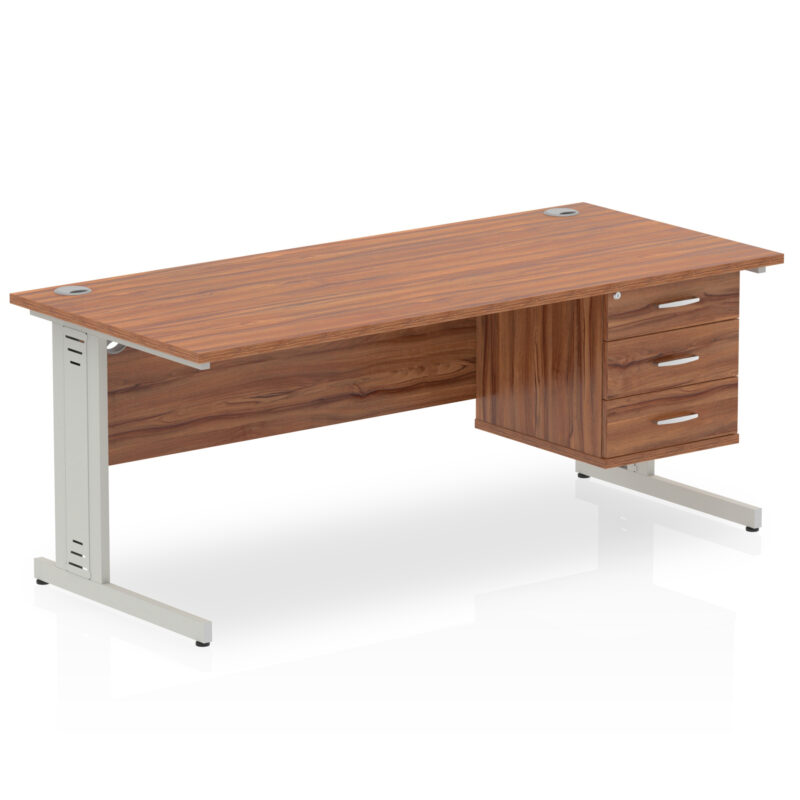 Impulse 1800mm Cable Managed Straight Desk With Single Fixed Pedestal - Image 34