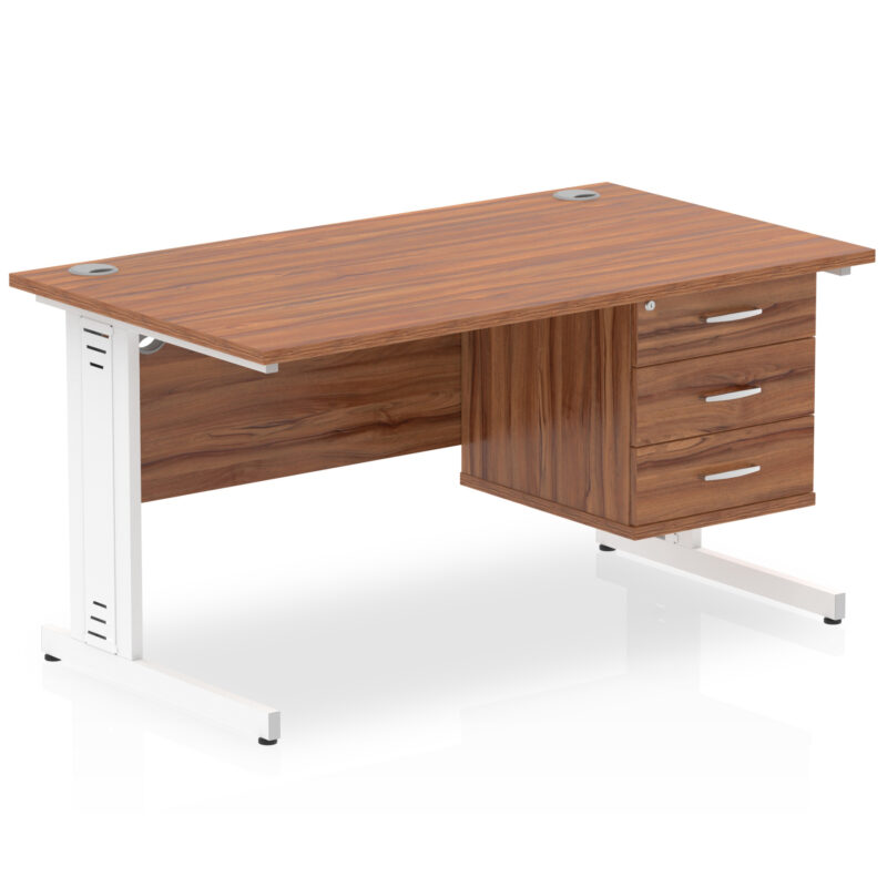 Impulse 1400mm Cable Managed Straight Desk With Single Fixed Pedestal - Image 36