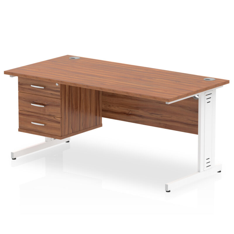 Impulse 1600mm Cable Managed Straight Desk With Single Fixed Pedestal - Image 35