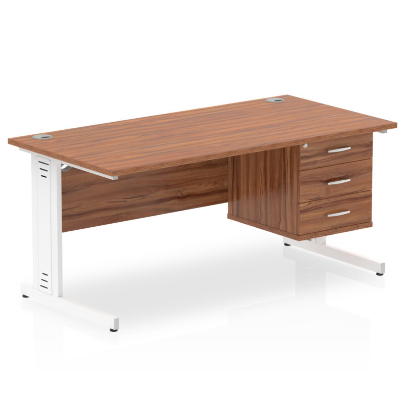 Impulse 1600mm Cable Managed Straight Desk With Single Fixed Pedestal - Image 36