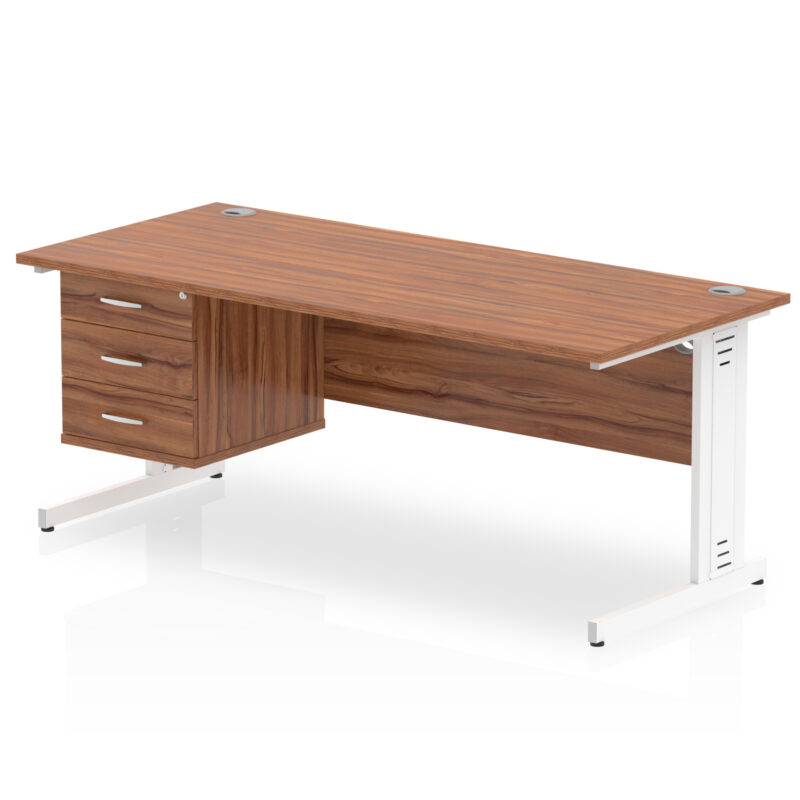 Impulse 1800mm Cable Managed Straight Desk With Single Fixed Pedestal - Image 35