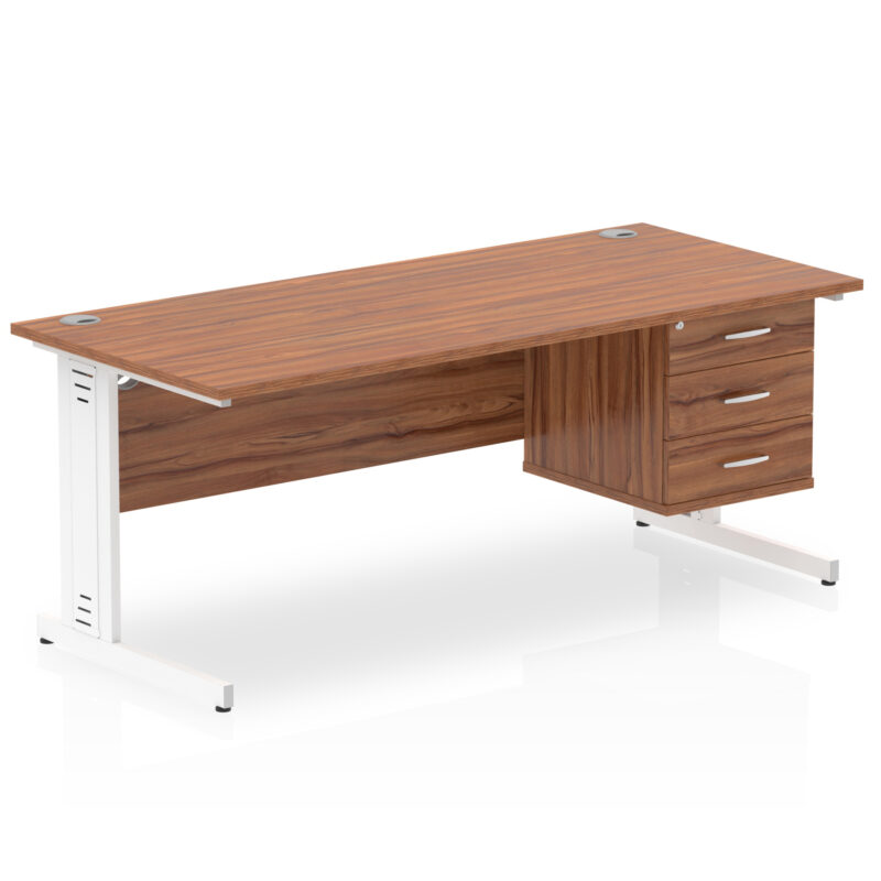 Impulse 1800mm Cable Managed Straight Desk With Single Fixed Pedestal - Image 36
