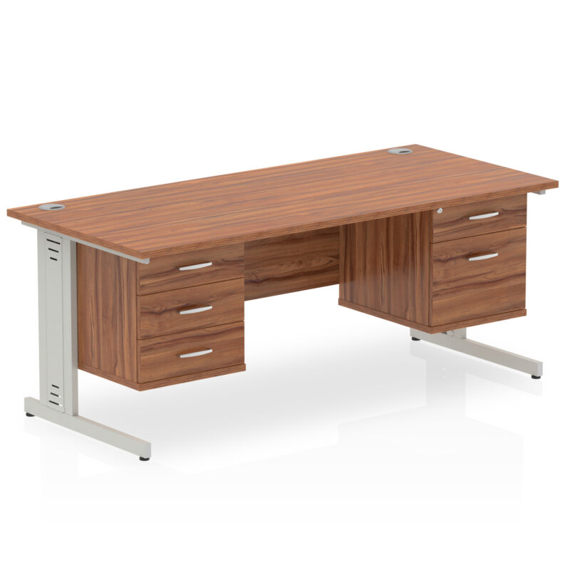 Impulse 1600mm Cable Managed Straight Desk With Two Fixed Pedestal - Image 32