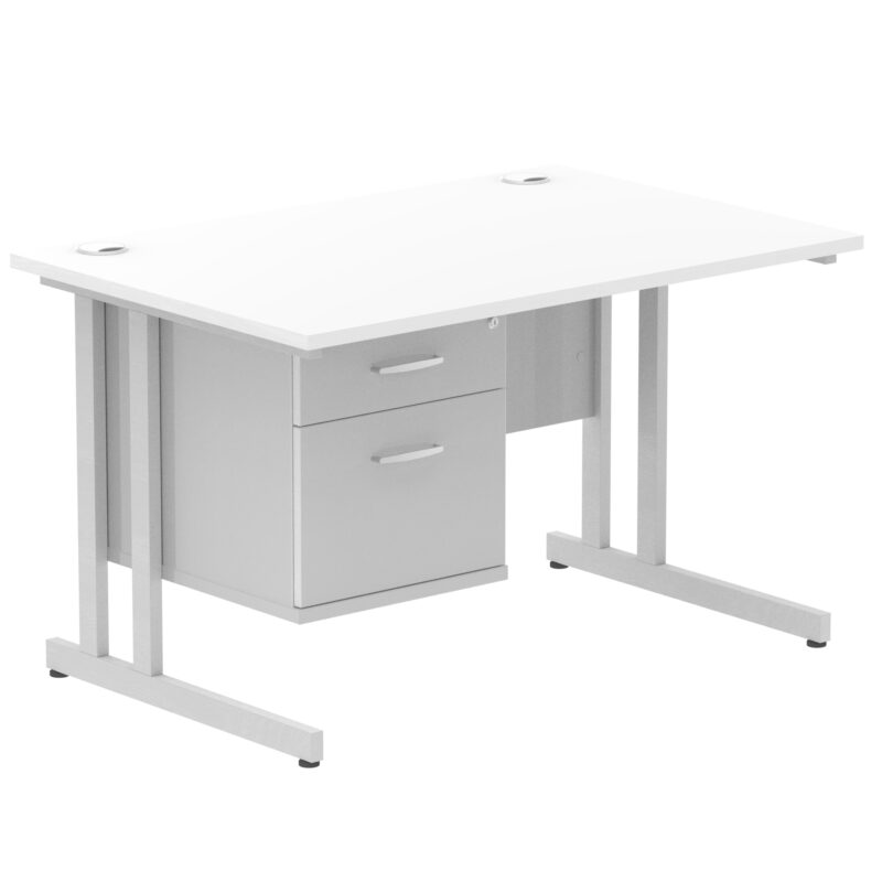 Impulse 1200mm Cantilever Straight Desk With Single Fixed Pedestal - Image 111