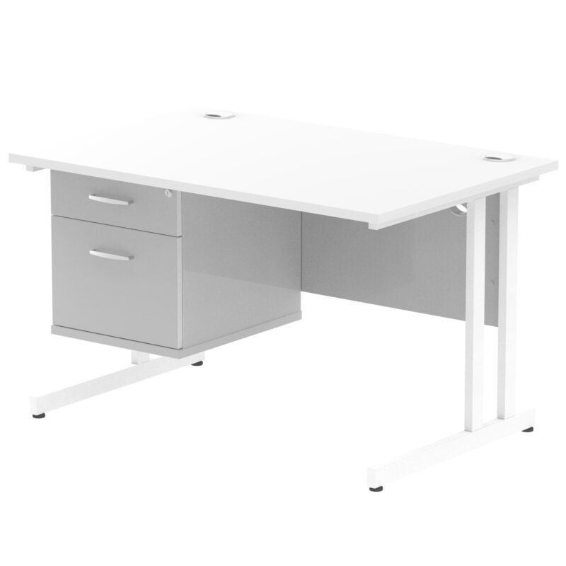 Impulse 1200mm Cantilever Straight Desk With Single Fixed Pedestal - Image 50