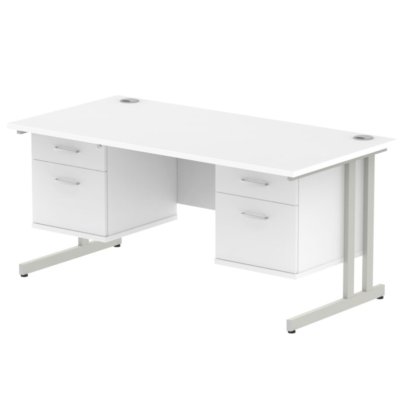 Impulse 1600mm Cantilever Straight Desk With Two Fixed Pedestal - Image 44