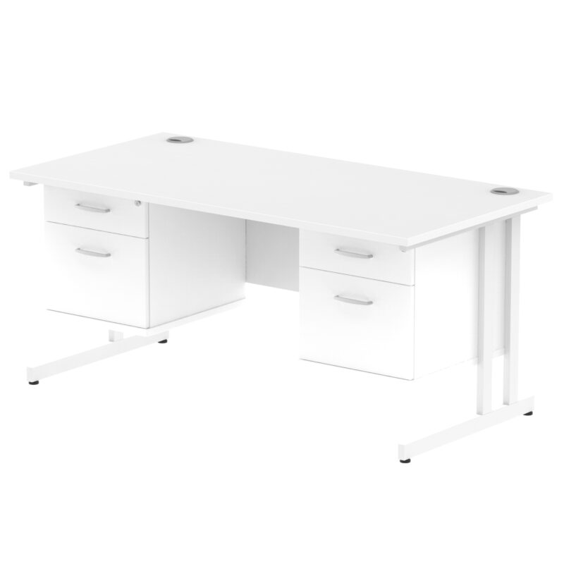Impulse 1600mm Cantilever Straight Desk With Two Fixed Pedestal - Image 21