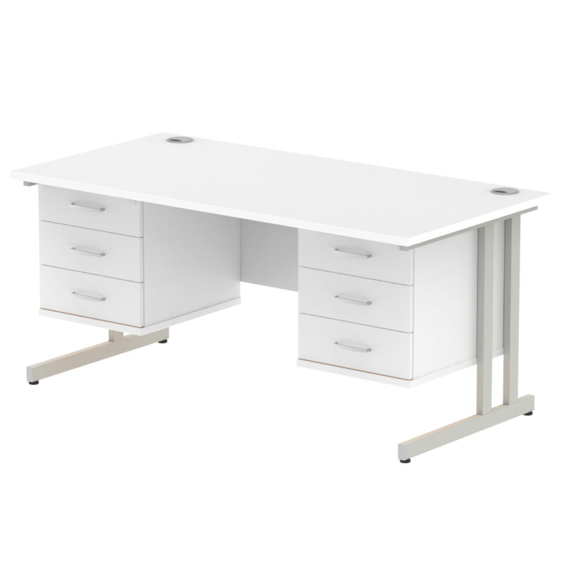 Impulse 1600mm Cantilever Straight Desk With Two Fixed Pedestal - Image 45