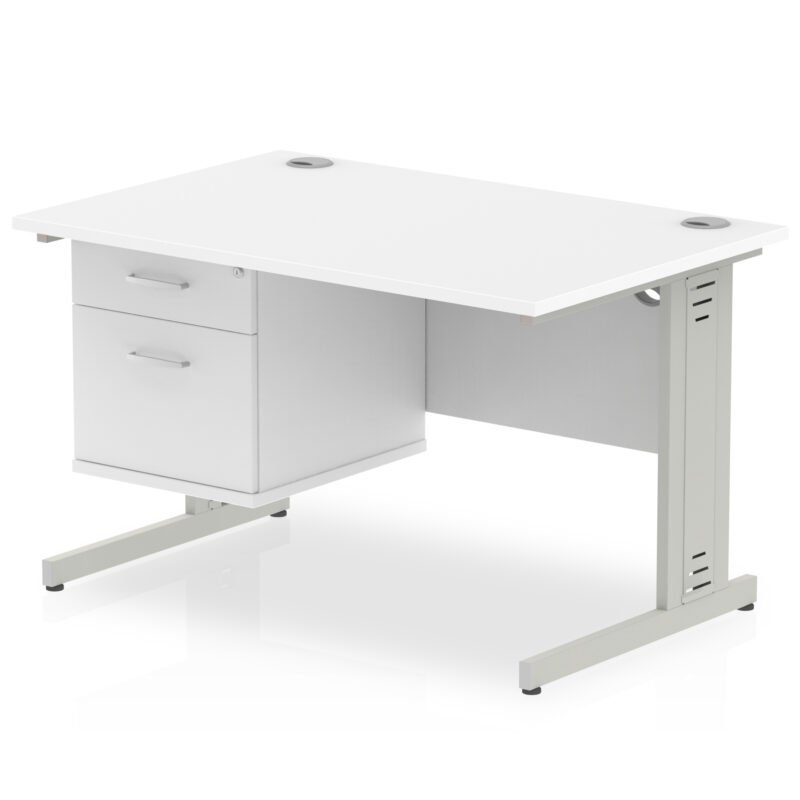 Impulse 1200mm Cable Managed Straight Desk With Single Fixed Pedestal - Image 37