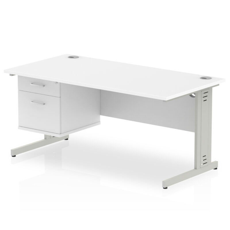 Impulse 1600mm Cable Managed Straight Desk With Single Fixed Pedestal - Image 37