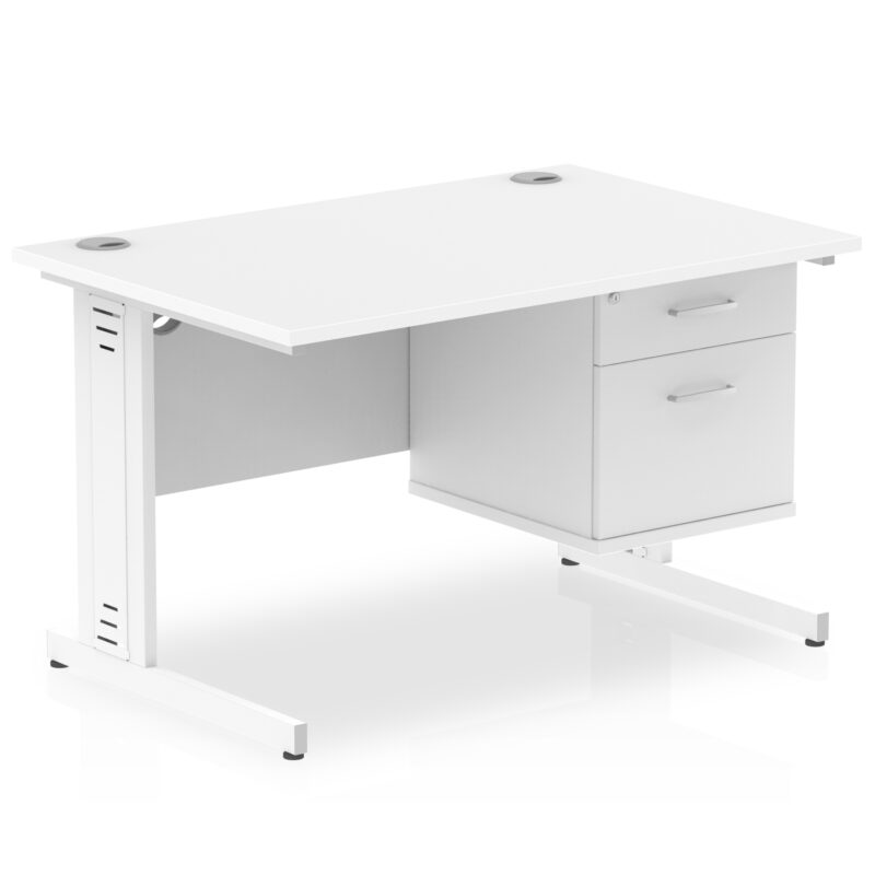 Impulse 1200mm Cable Managed Straight Desk With Single Fixed Pedestal - Image 42