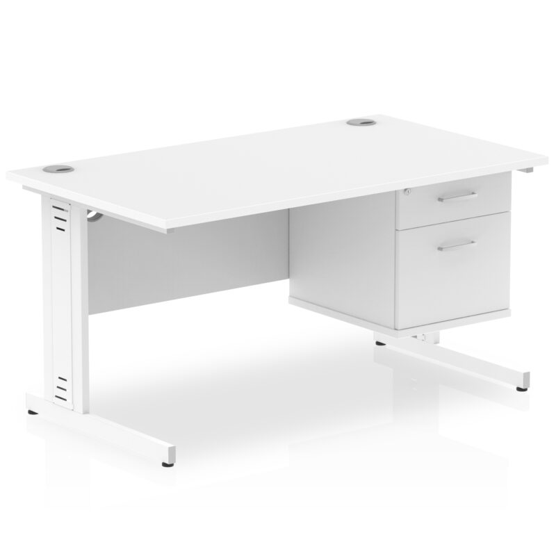 Impulse 1400mm Cable Managed Straight Desk With Single Fixed Pedestal - Image 42