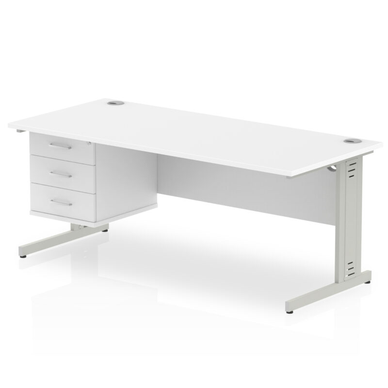Impulse 1800mm Cable Managed Straight Desk With Single Fixed Pedestal - Image 41
