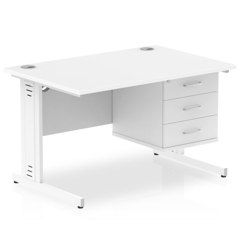 Impulse 1200mm Cable Managed Straight Desk With Single Fixed Pedestal - Image 44