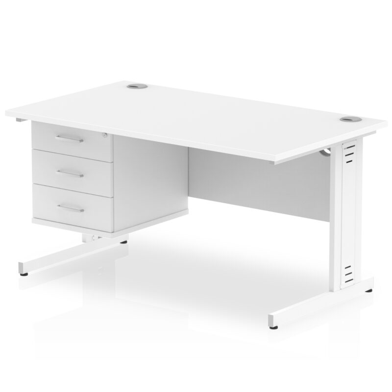 Impulse 1400mm Cable Managed Straight Desk With Single Fixed Pedestal - Image 43