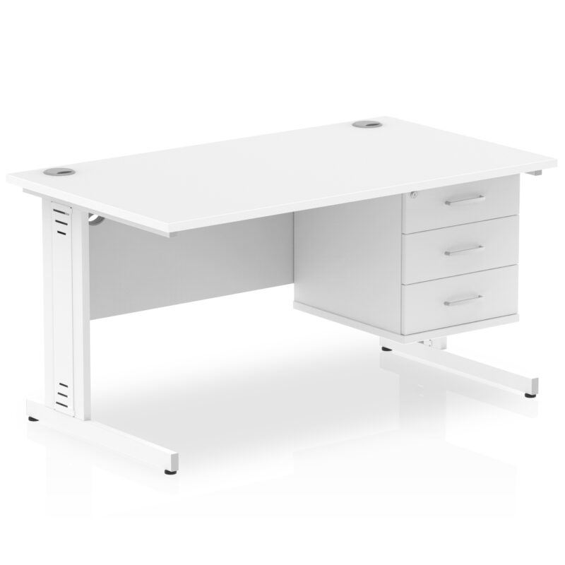 Impulse 1400mm Cable Managed Straight Desk With Single Fixed Pedestal - Image 44