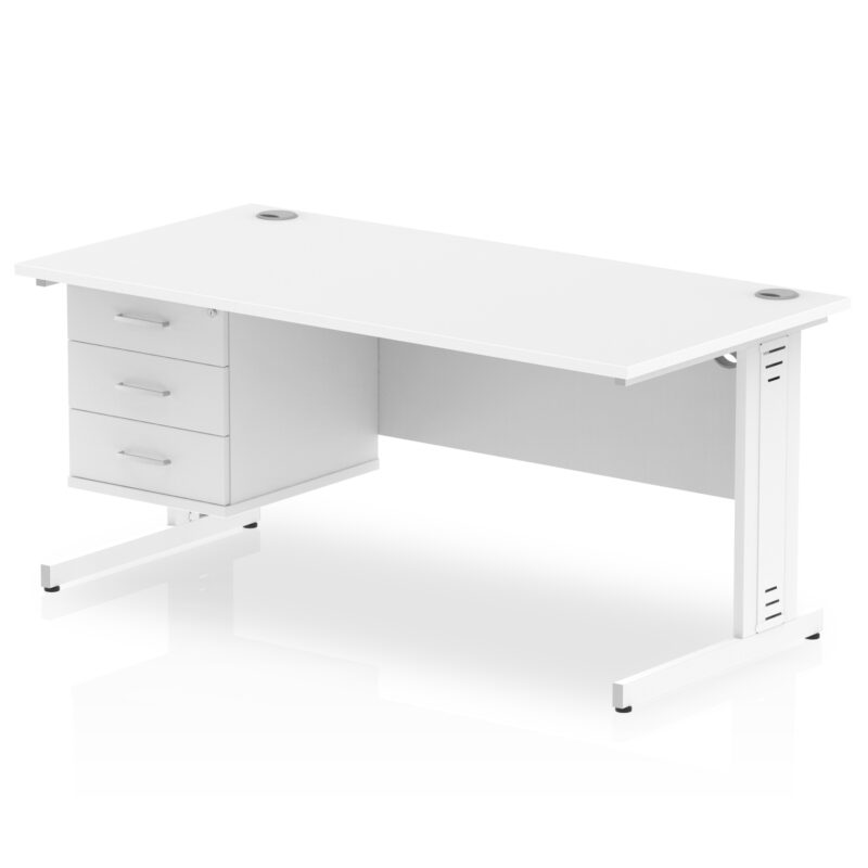 Impulse 1600mm Cable Managed Straight Desk With Single Fixed Pedestal - Image 43