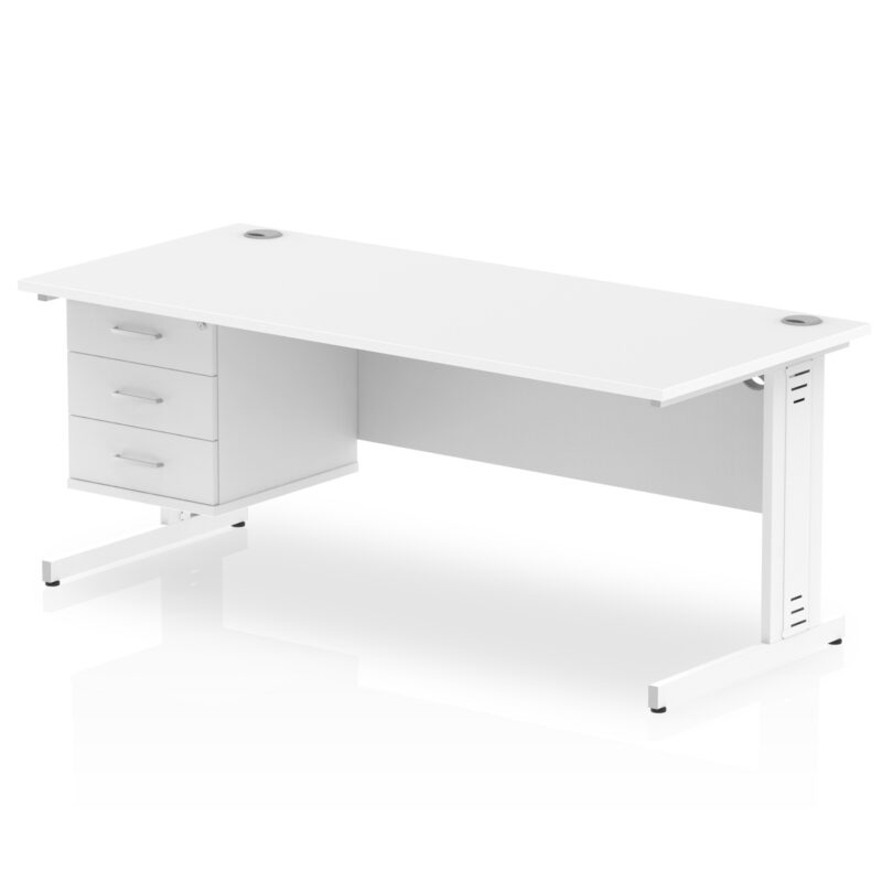 Impulse 1800mm Cable Managed Straight Desk With Single Fixed Pedestal - Image 43
