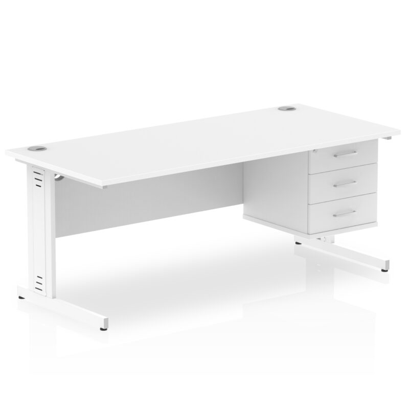 Impulse 1800mm Cable Managed Straight Desk With Single Fixed Pedestal - Image 44